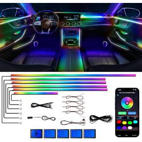 Acrylic Interior Car LED Strip Lights, Dreamcolor 18-in-1 Car Ambient Lighting Kit, with Wireless APP Control, 622 LED Fiber Optic Strip Lights for Car, Supports Neon Sync with Music DIY Mode.