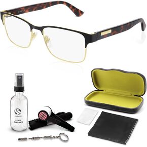 Gucci GG0750O Metal Rectangular Shape Eyeglasses + Bundle with eSHADES Luxury Eyewear Kit