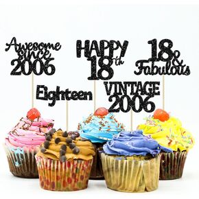 Gyufise 30Pcs 60th Birthday Cupcake Toppers Vintage 1964 Cake Decorations Cheers to 60 Fabulous Sixty Cupcake Picks 60th Birthday Wedding Anniversary Party Cake Decorations Supplies Black