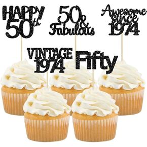 Gyufise 30Pcs 60th Birthday Cupcake Toppers Vintage 1964 Cake Decorations Cheers to 60 Fabulous Sixty Cupcake Picks 60th Birthday Wedding Anniversary Party Cake Decorations Supplies Black in Kuwait