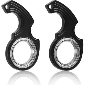 2pcs Key Chain Spinner Toys 0.67" Inner Diameter with 2pcs Key Rings, Finger Fidget Keychain Key Ring Spinner Toy Gifts for Kids Adults Finger Exercising Anxiety Relief (Black, Silver)