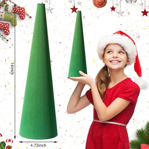 Ferraycle 2 حزمة الأزهار رغوة شجرة المخاريط لعيد الميلاد DIY الحرفية 16 × 4.72 بوصة الجافة الرطبة الزهور رغوة كتلة الأخضر رغوة مخروط زهرة رغوة ترتيب لعيد الميلاد حزب بائع الزهور الزفاف عيد ميلاد ديكور in Saudi Arabia