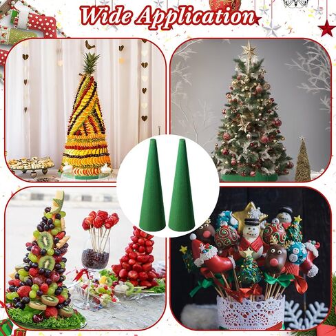 Ferraycle 2 Pack Floral Foam Tree Cones for Christmas DIY Craft 16 x 4.72 Inches Dry Wet Floral Foam Block Green Foam Cone Flower Foam Arrangement for Christmas Party Florist Wedding Birthday Decor in Kuwait