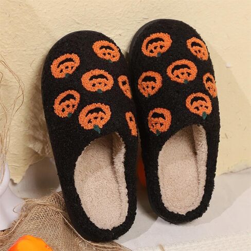 Halloween Ghost Pumpkin Slippers for Womens & Mens - Cozy Spooky Skeleton Plush Slippers - Perfect Halloween & Christmas Gift in Kuwait