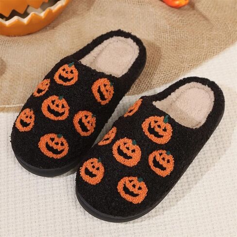 Halloween Ghost Pumpkin Slippers for Womens & Mens - Cozy Spooky Skeleton Plush Slippers - Perfect Halloween & Christmas Gift in Kuwait