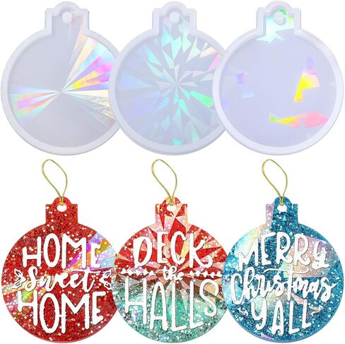Holographic Christmas Resin Molds Silicone Snowflake Resin Molds with 6 Varying Shape,Christmas Ornament Molds for Resin Casting,Snowflake Epoxy Resin Molds for Christmas Crafts in Saudi Arabia