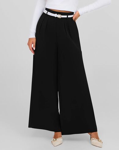 BTFBM Women's Elegant Flowy Dress Pants Front Pleated High Waisted Casual Wide Leg Loose Palazzo Trousers with Pockets in Saudi Arabia