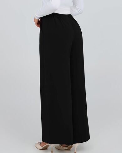 BTFBM Women's Elegant Flowy Dress Pants Front Pleated High Waisted Casual Wide Leg Loose Palazzo Trousers with Pockets in Saudi Arabia