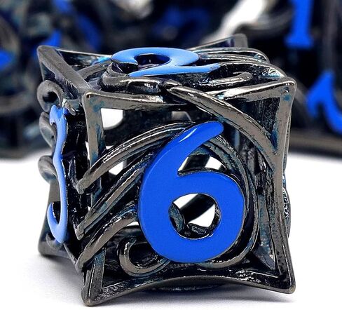 Glow in The Dark DND Dice Metal Dungeons and Dragon Dice of 7 Polyhedral Dice Set Hollow Metal Vine D&D Dice D and D RPG Dice for Role Playing Game (Vine Glow Blue) in Saudi Arabia