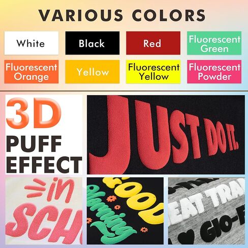 A-SUB نفخة الفينيل نقل الحرارة، 3D نفخة نقل الحرارة الفينيل HTV 8 أوراق 12 "× 10" لآلات القطع، الحديد منتفخ على الفينيل للقمصان النسيج، 8 ألوان متنوعة in Kuwait