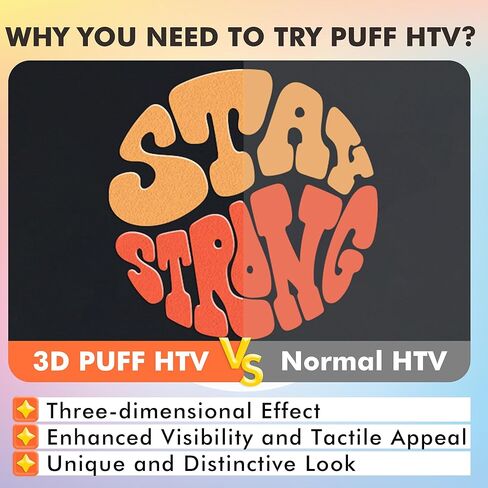 A-SUB نفخة الفينيل نقل الحرارة، 3D نفخة نقل الحرارة الفينيل HTV 8 أوراق 12 "× 10" لآلات القطع، الحديد منتفخ على الفينيل للقمصان النسيج، 8 ألوان متنوعة in Kuwait