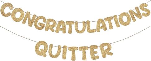 Fulmoon Pre Strung Congratulations Quitter Glitter Banner Funny Retirement Banner Retirement Party Decorations Retirement Party Supplies Garland for Men Women Gifts, No DIY (Champagne Gold) in Kuwait