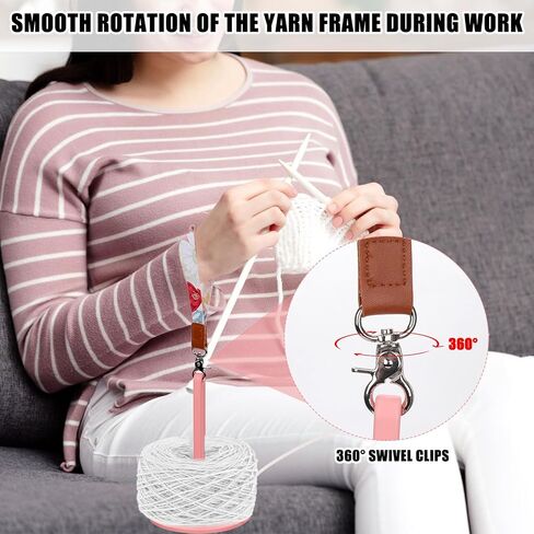 Wrist Yarn Holder, Portable Yarn Ball Holder Craft Yarn Spinner Yarn Hanger Knitting Storage Stand Crochet Minder Accessories Crocheting Supplies for Preventing Yarn Entanglement (Pink) in Saudi Arabia