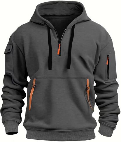 MANTORS Men's Fleece Hoodie Casual Long Sleeve 1/4 Zipper Pullover Sweatshirts in Saudi Arabia