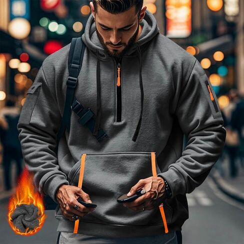 MANTORS Men's Fleece Hoodie Casual Long Sleeve 1/4 Zipper Pullover Sweatshirts in Saudi Arabia