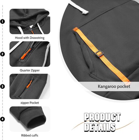 MANTORS Men's Fleece Hoodie Casual Long Sleeve 1/4 Zipper Pullover Sweatshirts in Saudi Arabia