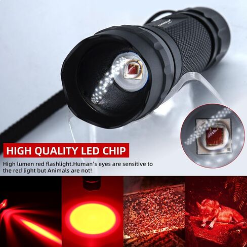 DARKBEAM IR مصباح يدوي بالأشعة تحت الحمراء 940 نانومتر أضواء LED صغيرة للرؤية الليلية، شعلة إضاءة تكتيكية محمولة قابلة لإعادة الشحن، تركيز قابل للتعديل للصيد والمراقبة والبحث، مع مشبك in Kuwait