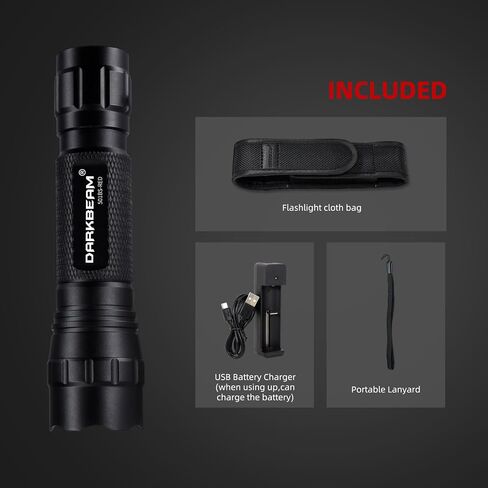 DARKBEAM IR مصباح يدوي بالأشعة تحت الحمراء 940 نانومتر أضواء LED صغيرة للرؤية الليلية، شعلة إضاءة تكتيكية محمولة قابلة لإعادة الشحن، تركيز قابل للتعديل للصيد والمراقبة والبحث، مع مشبك in Kuwait