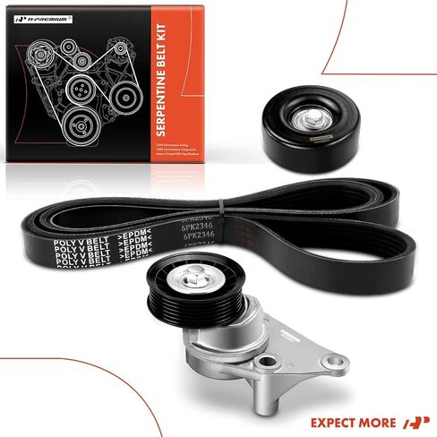 مجموعة محرك سيربنتين للمحرك A-Premium متوافقة مع مركبات Chevy وGMC وCadillac وBuick وIsuzu وSaab - 2002-2009 - Silverado 1500، Express، Tahoe، Savana، Sierra، Yukon، Escalade، 9-7x والمزيد in Saudi Arabia