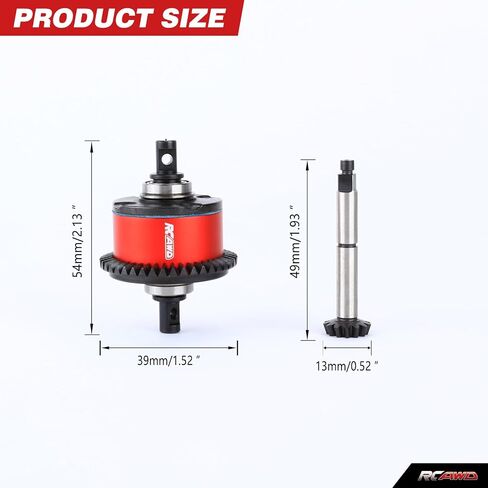 مجموعة RCAWD LMT Center Diff 43T 13T، أكثر متانة بنسبة 30% مع تروس 40CrMo وأجزاء ترقية المحمل التفاضلي الفولاذي #45 لـ Losi 1/8#LOS242034 in Saudi Arabia
