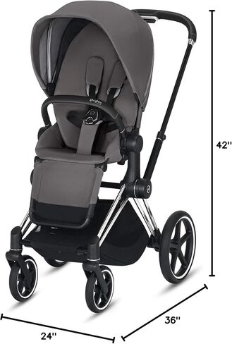 Cybex Priam 3 Complete Stroller, One-Hand Compact Fold, Reversible Seat, Smooth Ride All-Wheel Suspension, Extra Storage, Adjustable Leg Rest, Indigo Blue with Chrome/Black Frame in Saudi Arabia