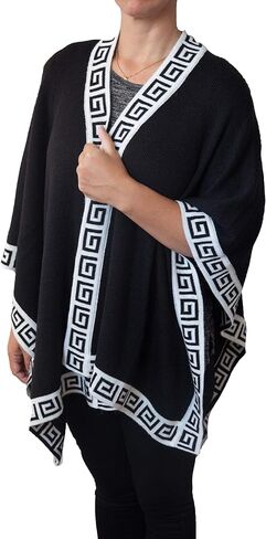 TINKUY Women’s Shawl, Peruvian Alpaca Wool Scarfs for Women Pashmina Shawl Ruana Wrap Poncho Geometric Trim, One Size in Kuwait