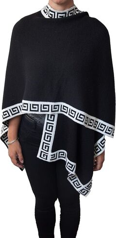 TINKUY Women’s Shawl, Peruvian Alpaca Wool Scarfs for Women Pashmina Shawl Ruana Wrap Poncho Geometric Trim, One Size in Kuwait