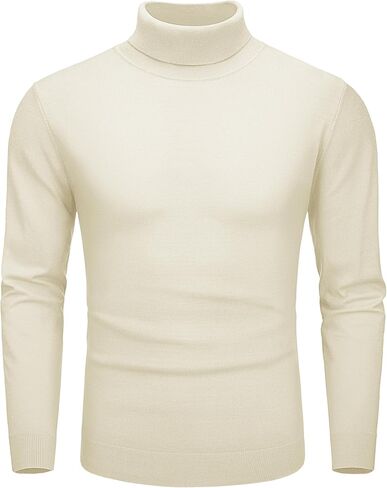 CRYSULLY Men's Turtleneck Sweaters Long Sleeve Pullover Sweater Lightweight Casual Knitted Sweater for Fall Winter Warm in Saudi Arabia