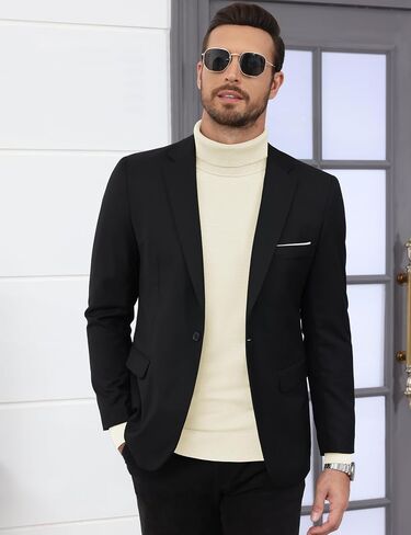 CRYSULLY Men's Turtleneck Sweaters Long Sleeve Pullover Sweater Lightweight Casual Knitted Sweater for Fall Winter Warm in Saudi Arabia