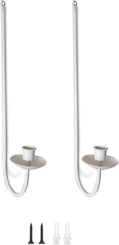 Wall Candle Holders for Taper Candles, Wall Candle Sconces Set of Two,Metal Candle Sconces Wall Decor for Home Living Room Dinning Room Bedroom Bathroom Decor(Gold/White) (White) in Saudi Arabia