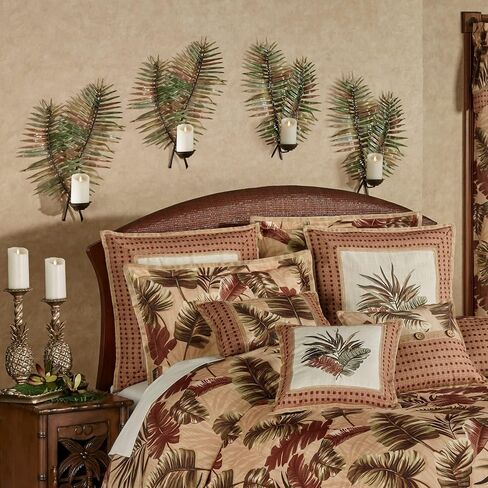 شمعدانات جدارية على شكل أوراق السرخس الاستوائية الغريبة باللون الأخضر مكونة من قطعتين - زوج شمعدان تحت عنوان لغرفة النوم وغرفة المعيشة والمطبخ in Kuwait