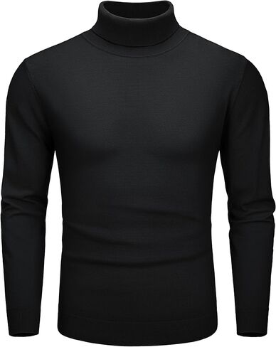 CRYSULLY Men's Turtleneck Sweaters Long Sleeve Pullover Sweater Lightweight Casual Knitted Sweater for Fall Winter Warm in Saudi Arabia