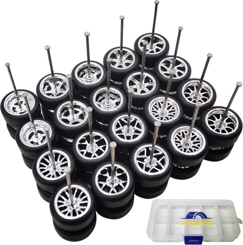 1/64 Wheels and Tires Set, 10-Pack 1 64 Scale Wheels with 10 for 1/64 Diecast Cars Upgraded and Modified Rubber Tires(Diameter 0.43in/11mm) (Silver Plated) in Saudi Arabia