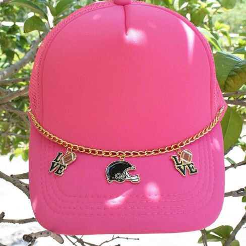 2PCS Trucker Hat Chains Sport Games Charms for Trucker Cap Mesh Baseball Cap Decoration in Kuwait