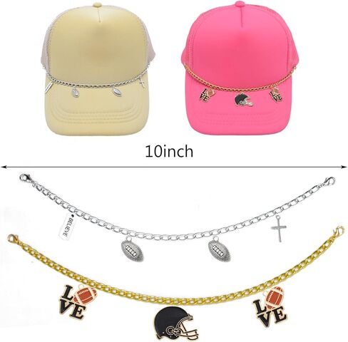2PCS Trucker Hat Chains Sport Games Charms for Trucker Cap Mesh Baseball Cap Decoration in Kuwait