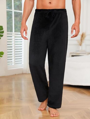 ENJOYNIGHT Mens Fleece Pajama Pant Fluffy Sleep Bottoms Plush Lounge Pjs in Kuwait