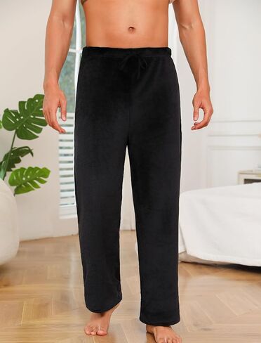 ENJOYNIGHT Mens Fleece Pajama Pant Fluffy Sleep Bottoms Plush Lounge Pjs in Kuwait