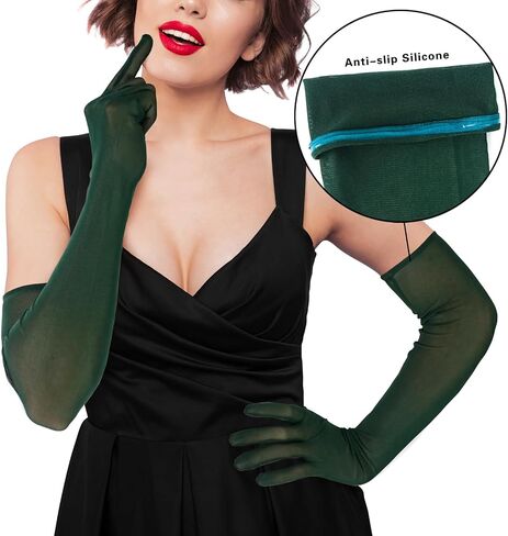 Luwint Non-slip Mesh Sheer Long Gloves for Women Teen Girls Opera Dress Party Costume in Kuwait