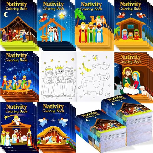 Cholemy 48 Pcs Christmas Nativity Coloring Books Religious Christmas Coloring Books Bulk Christian Activity Books Bible Drawing Book for Christmas Party Church Bag Filler in Saudi Arabia