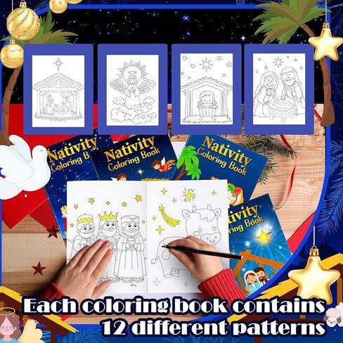 Cholemy 48 Pcs Christmas Nativity Coloring Books Religious Christmas Coloring Books Bulk Christian Activity Books Bible Drawing Book for Christmas Party Church Bag Filler in Saudi Arabia