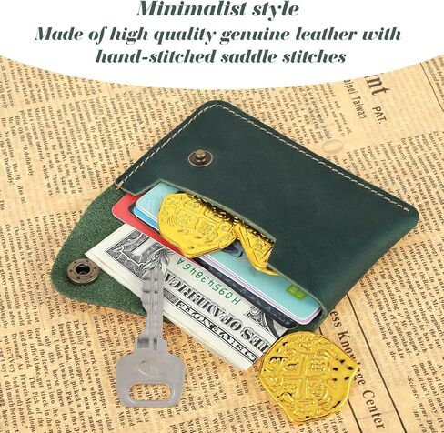 Leather Card Holder, Slim Card Holder Minimalist Leather Wallet for Men and Women Gift for Father Husband(Green) in Saudi Arabia