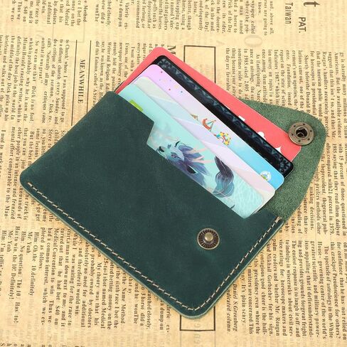 Leather Card Holder, Slim Card Holder Minimalist Leather Wallet for Men and Women Gift for Father Husband(Green) in Saudi Arabia