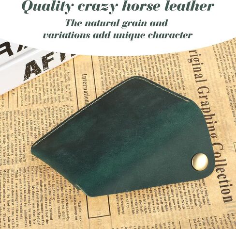 Leather Card Holder, Slim Card Holder Minimalist Leather Wallet for Men and Women Gift for Father Husband(Green) in Saudi Arabia
