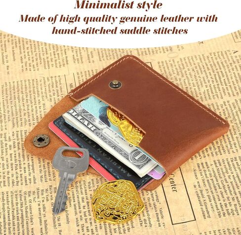 Leather Card Holder, Slim Card Holder Minimalist Leather Wallet for Men and Women Gift for Father Husband(Green) in Saudi Arabia