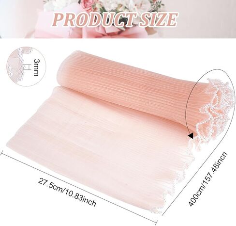 BENECREAT 157x10.8 Inch Flower Wrapping Paper, Peach Puff Pearl Edge Bouquet Floral Packaging Mesh Paper Wrinkled Wavy Net Yarn for Weddding Decor, Mother's Day Flower Gift Packing in Saudi Arabia