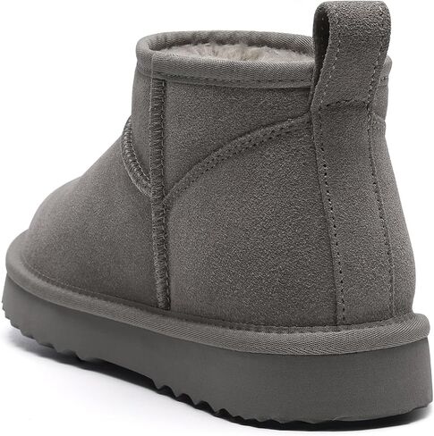 أحذية قصيرة من الجلد السويدي للنساء أحذية شتوية ثلجية غامضة قصيرة للكاحل مع بطانة من الفرو in Kuwait