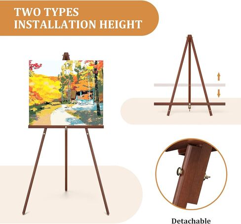 Wooden Easel Stand, 63" Portable Tripod Artist Easel, Easel Stand for Painting, Wedding, Drawing(1 Pack) in Kuwait