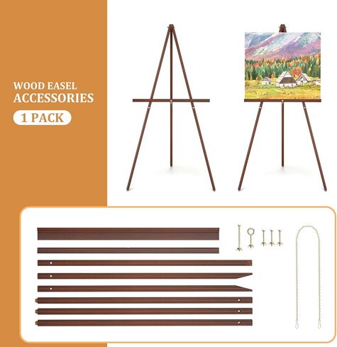 Wooden Easel Stand, 63" Portable Tripod Artist Easel, Easel Stand for Painting, Wedding, Drawing(1 Pack) in Kuwait