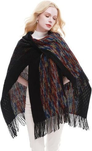 RIIQIICHY Pashmina Shawl Wraps and Capes for Women Winter Warm Poncho for Cold Weather in Saudi Arabia