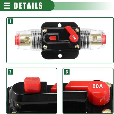 Motoforti Universal DC 12V-24V Fuse Holder 150A Inline Circuit Breaker Reset Fuse Holder for Car Marine Audio Stereo System Protection, Durable, Zinc Alloy, Black, 2 Set in Saudi Arabia
